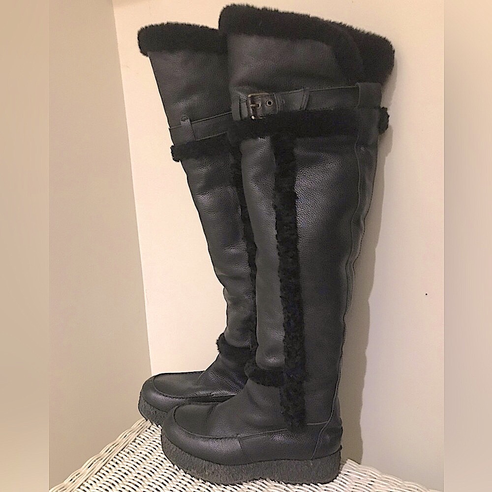 Women’s Hunter Leather and Sherpa Over The Knee Leather Boots size 8